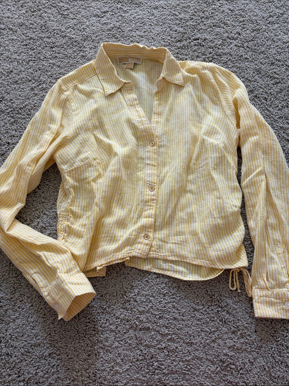Michael Kors Yellow Striped Button-Down Shirt
